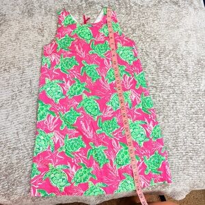 Tommy Bahama Pink and Green Turtle Honu Print Kids Lined Dress